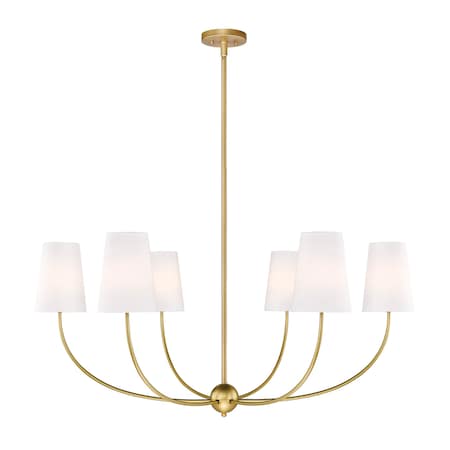 Z-Lite Shannon Chandelier, 6-Light, 42 In.W x 19.25 In.H, Rubbed Brass/white 3040-42RB